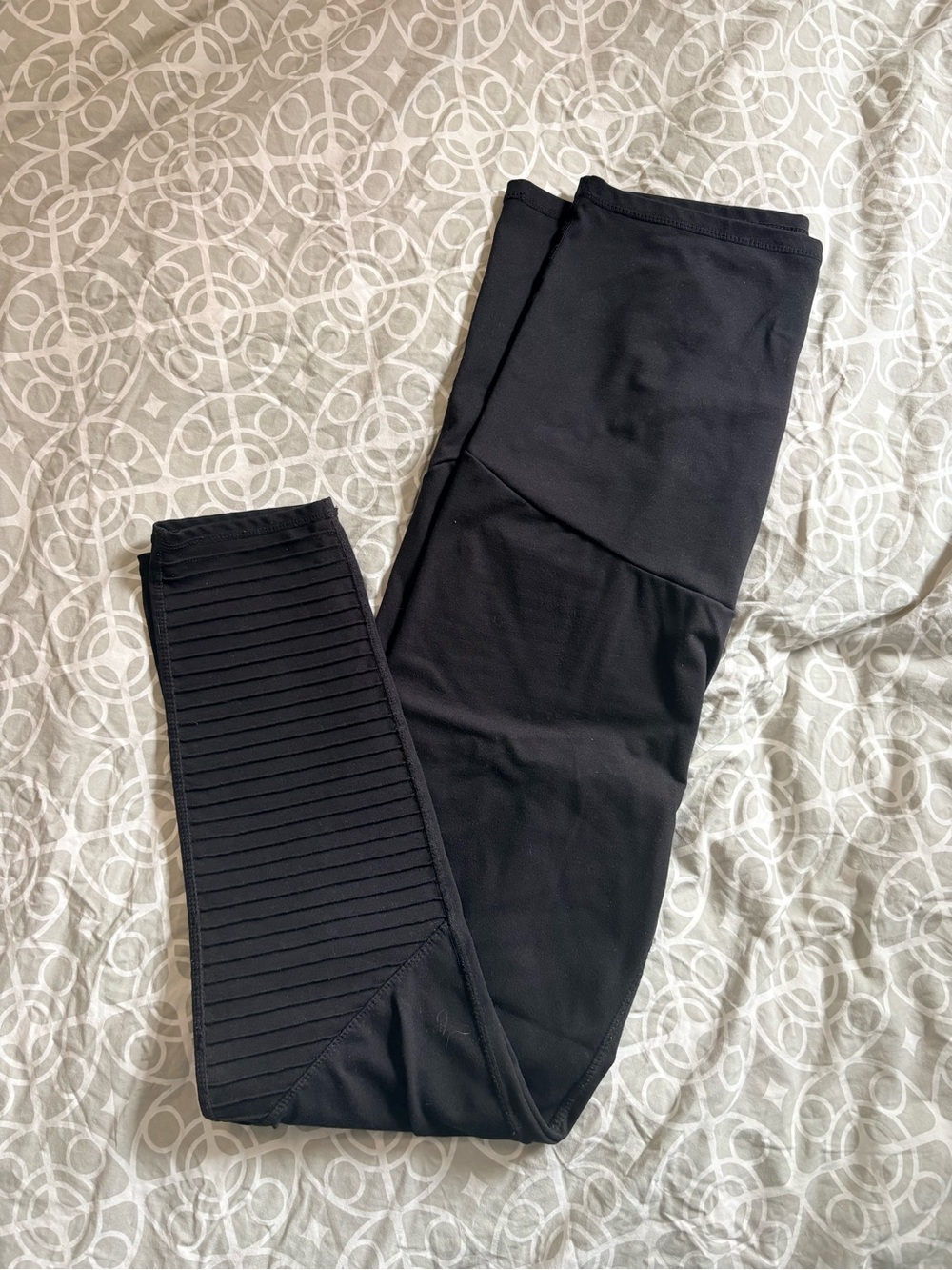 Black Ribbed maternity Panel Leggings size L